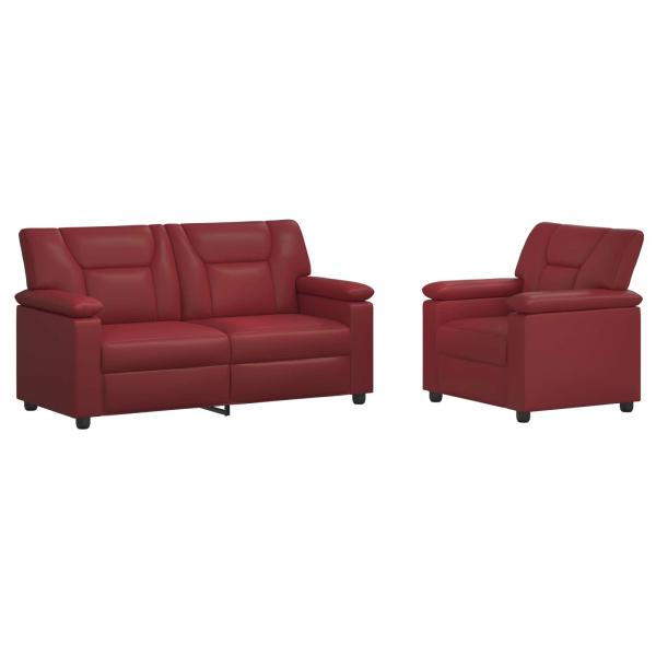 Sofa-Set 2 pcs Weinrot Kunstleder