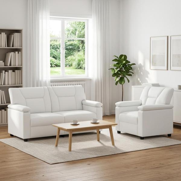 ARDEBO.de - Sofa-Set 2 pcs Weiß Kunstleder