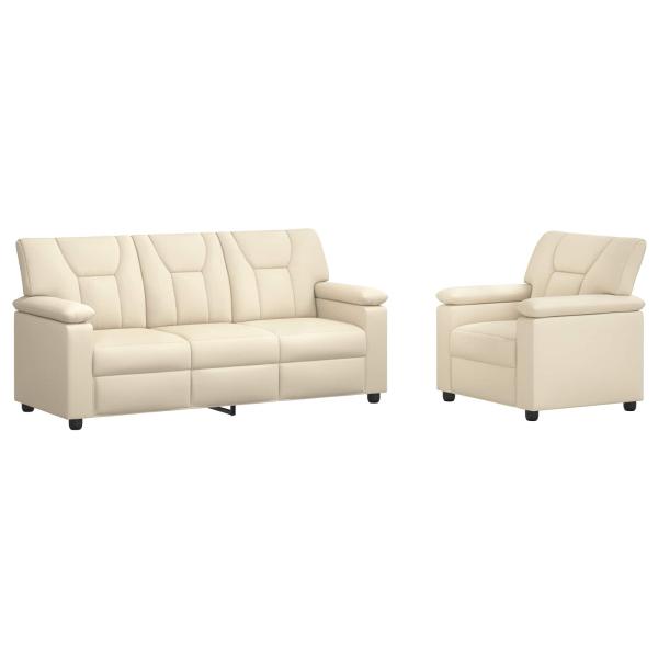 Sofa-Set 2 pcs Creme Kunstleder