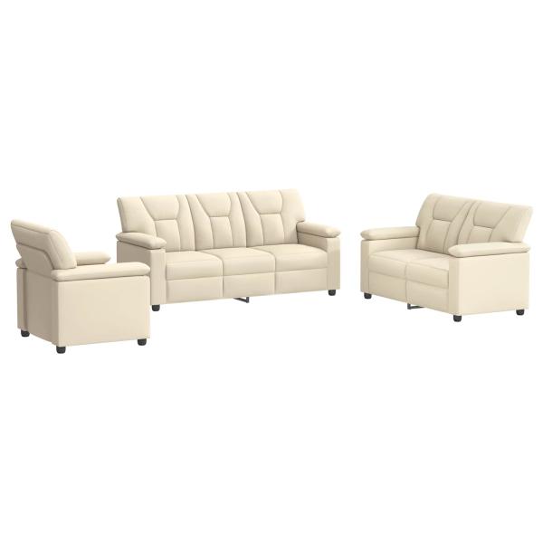 Sofa-Set 3 pcs Creme Kunstleder