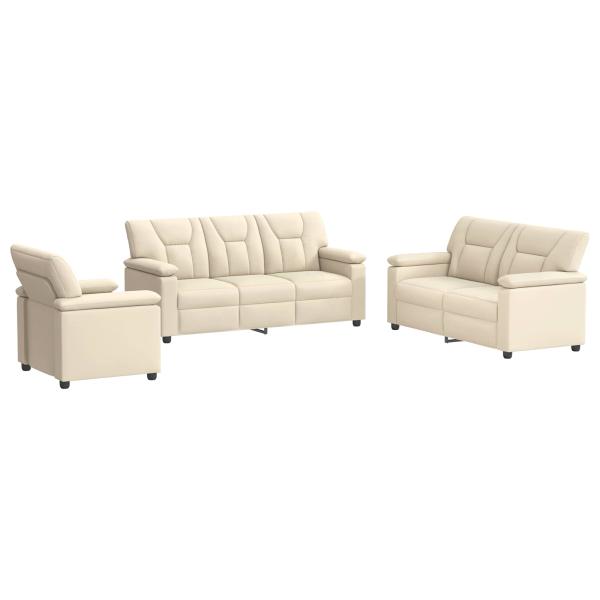 Sofa-Set 3 pcs Creme Kunstleder