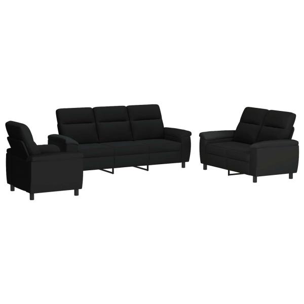 Sofa-Set 3 pcs Schwarz Stoff
