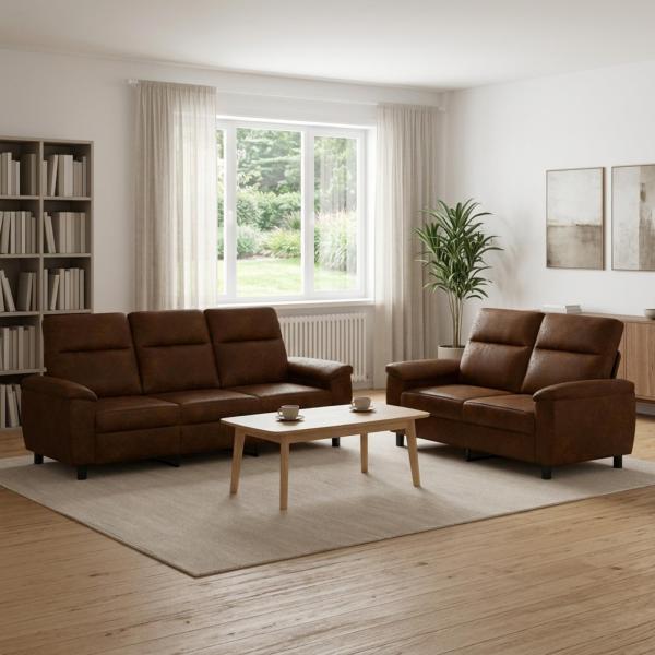 ARDEBO.de - Sofa-Set 2 pcs Braun Kunstwildleder