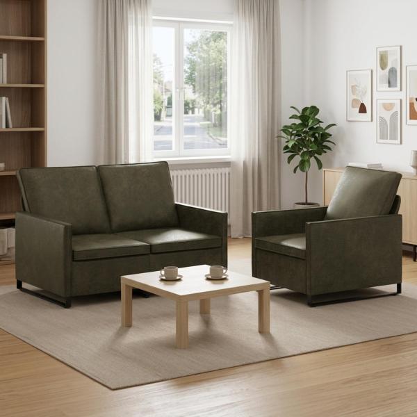 ARDEBO.de - Sofa-Set 2 pcs Olivegrün Kunstwildleder