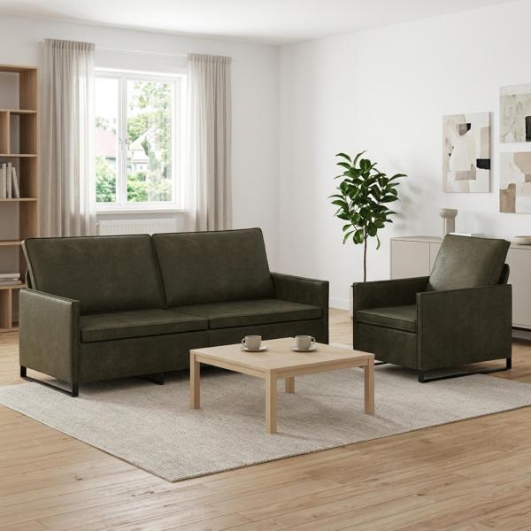 ARDEBO.de - Sofa-Set 2 pcs Olivegrün Kunstwildleder