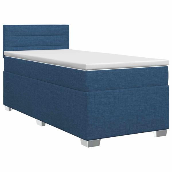 Boxspringbett mit Matratze mit Kopfteil Blau 90 x 200 cm Stoff