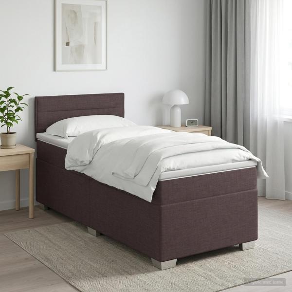ARDEBO.de - Boxspringbett mit Matratze Dunkelbraun 100 x 200 cm Stoff