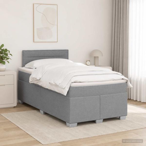 ARDEBO.de - Boxspringbett mit Matratze Hellgrau 120 x 190 cm Stoff