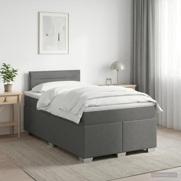 ARDEBO.de - Boxspringbett mit Matratze Dunkelgrau 120 x 190 cm Stoff