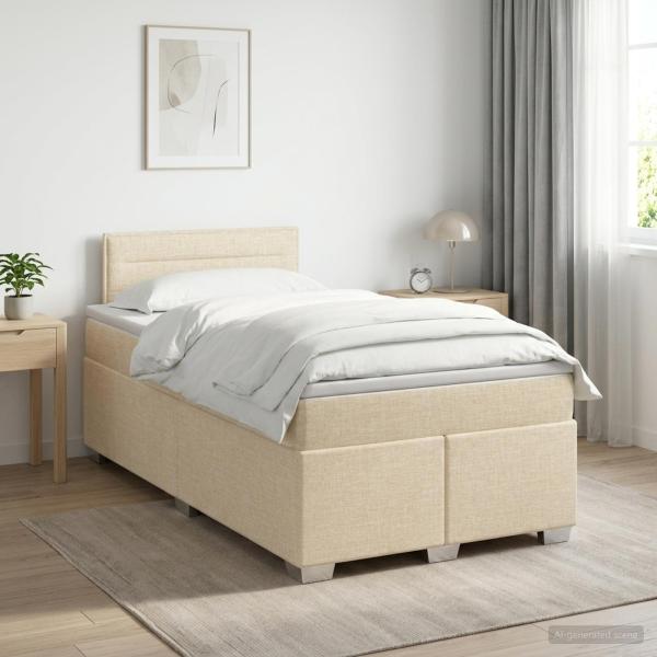 ARDEBO.de - Boxspringbett mit Matratze Creme 120 x 190 cm Stoff