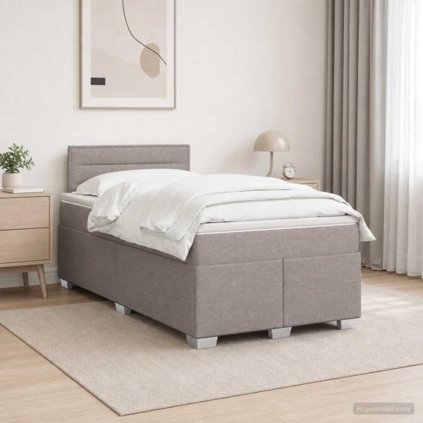 ARDEBO.de - Boxspringbett mit Matratze Taupe 120 x 200 cm Stoff