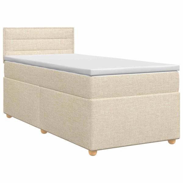 Boxspringbett mit Matratze mit Kopfteil Creme 90 x 200 cm Stoff