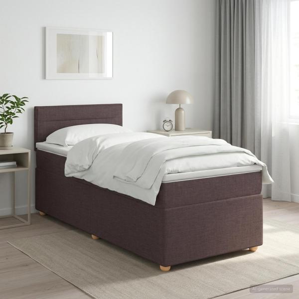 ARDEBO.de - Boxspringbett mit Matratze Dunkelbraun 100 x 200 cm Stoff