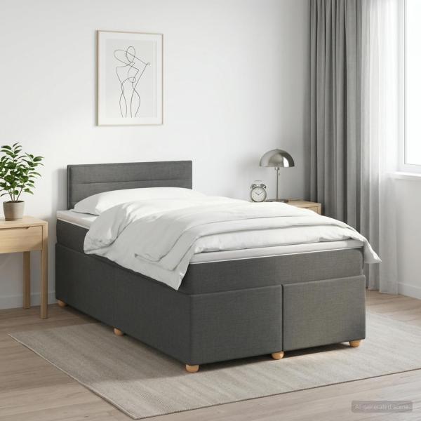 ARDEBO.de - Boxspringbett mit Matratze Dunkelgrau 120 x 190 cm Stoff