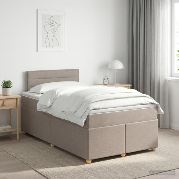 ARDEBO.de - Boxspringbett mit Matratze Taupe 120 x 190 cm Stoff