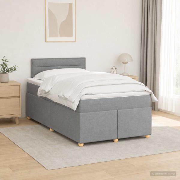 ARDEBO.de - Boxspringbett mit Matratze Hellgrau 120 x 200 cm Stoff