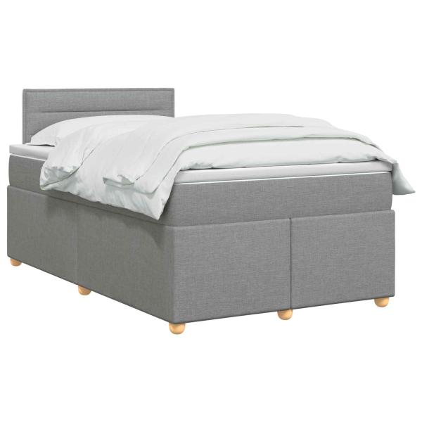Boxspringbett mit Matratze Hellgrau 120 x 200 cm Stoff