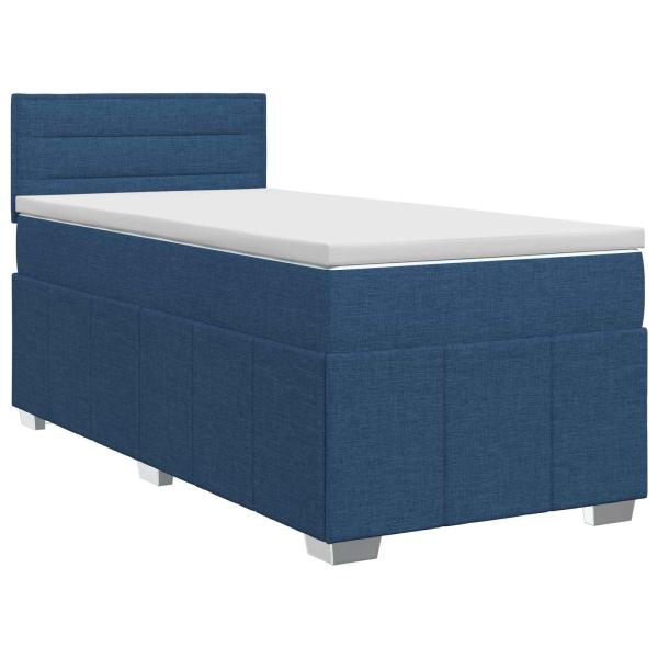 Boxspringbett mit Matratze mit Kopfteil Blau 90 x 200 cm Stoff