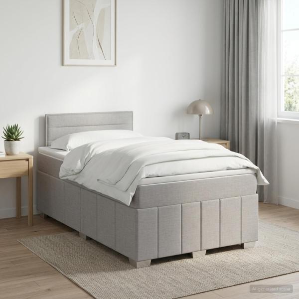 ARDEBO.de - Boxspringbett mit Matratze Hellgrau 120 x 190 cm Stoff