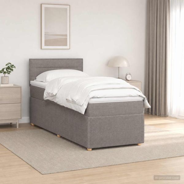 ARDEBO.de - Boxspringbett mit Matratze mit Kopfteil Taupe 90 x 200 cm Stoff