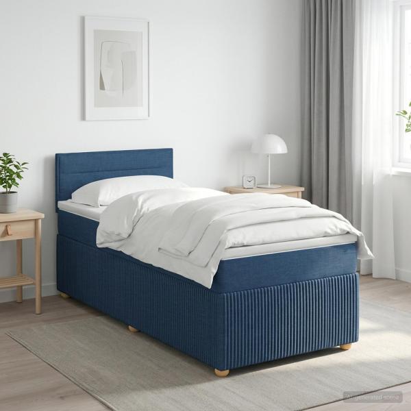 ARDEBO.de - Boxspringbett mit Matratze mit Kopfteil Blau 90 x 200 cm Stoff