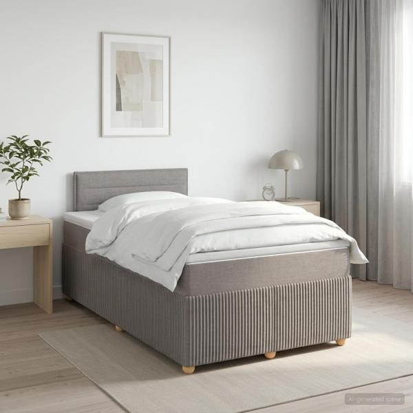 ARDEBO.de - Boxspringbett mit Matratze Taupe 120 x 200 cm Stoff