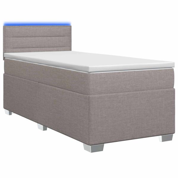 Boxspringbett mit Matratze und LED Taupe 90 x 200 cm Stoff