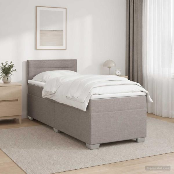 Boxspringbett mit Matratze und LED Taupe 90 x 200 cm Stoff