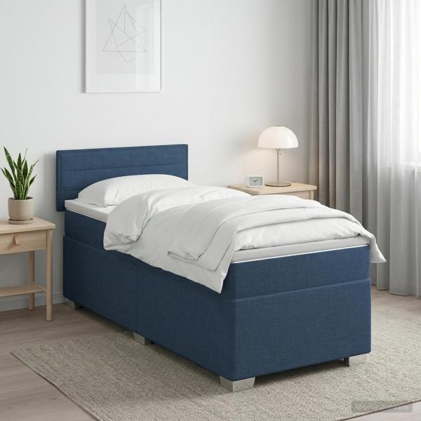 Boxspringbett mit Matratze und LED Creme 90 x 200 cm Stoff