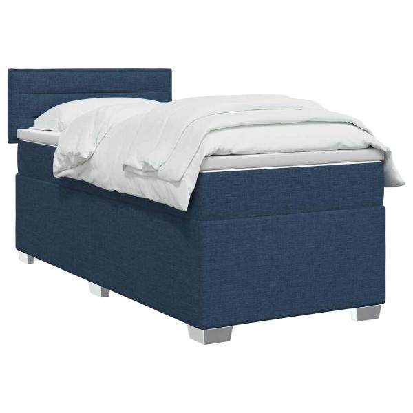 Boxspringbett mit Matratze und LED Blau 90 x 200 cm Stoff