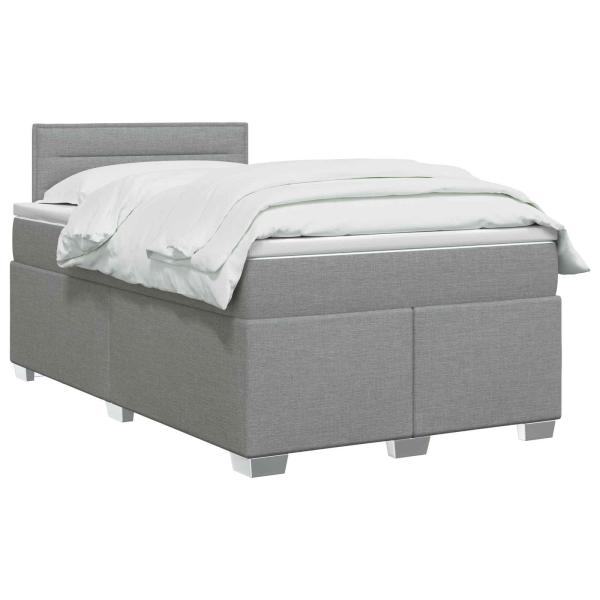 Boxspringbett mit Matratze und LED Hellgrau 120 x 190 cm Stoff