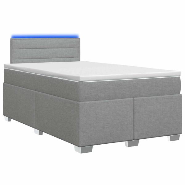 Boxspringbett mit Matratze und LED Hellgrau 120 x 200 cm Stoff