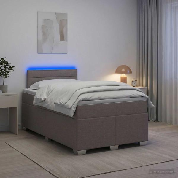 Boxspringbett mit Matratze und LED Taupe 120 x 200 cm Stoff