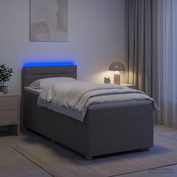 ARDEBO.de - Boxspringbett mit Matratze mit Kopfteil Taupe 90 x 190 cm Stoff