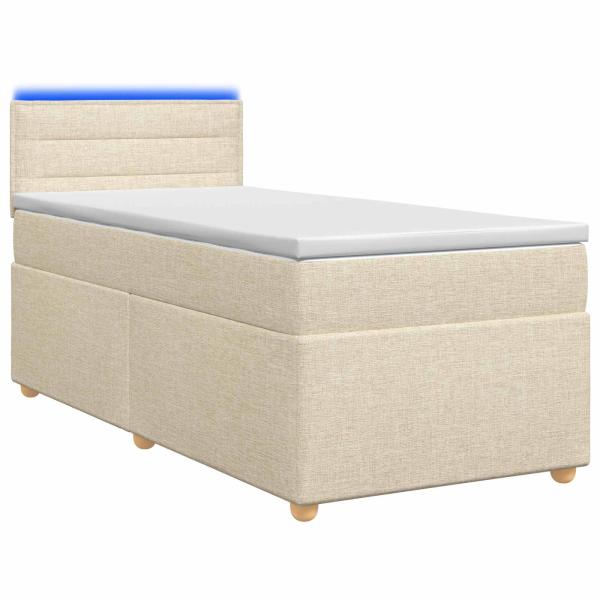 Boxspringbett mit Matratze mit Kopfteil Creme 90 x 190 cm Stoff