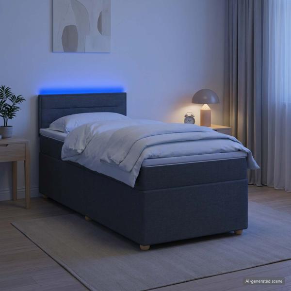 ARDEBO.de - Boxspringbett mit Matratze Dunkelgrau 90 x 200 cm Stoff