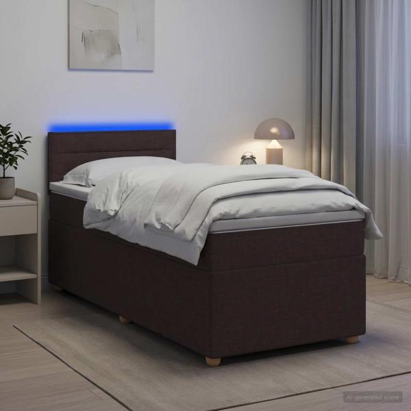 ARDEBO.de - Boxspringbett mit Matratze Dunkelbraun 90 x 200 cm Stoff