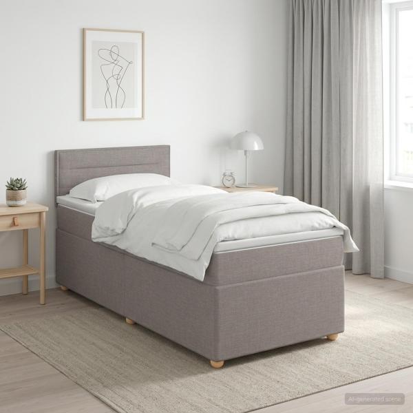 Boxspringbett mit Matratze Taupe 100 x 200 cm Stoff