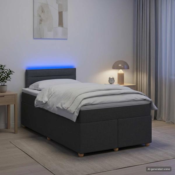 Boxspringbett mit Matratze Dunkelgrau 120 x 190 cm Stoff