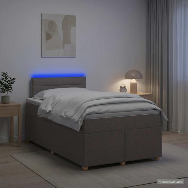 ARDEBO.de - Boxspringbett mit Matratze Taupe 120 x 190 cm Stoff