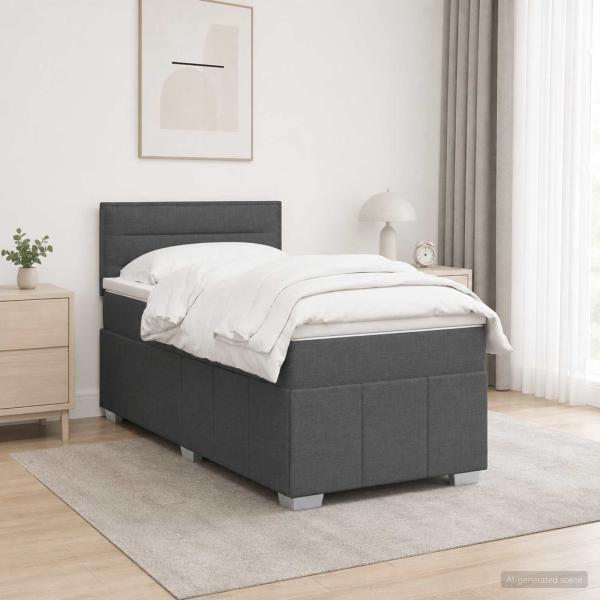 Boxspringbett mit Matratze Dunkelgrau 90 x 190 cm Stoff
