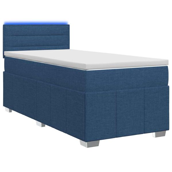 Boxspringbett mit Matratze mit Kopfteil Blau 90 x 200 cm Stoff
