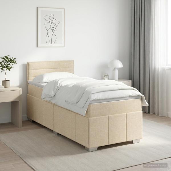 ARDEBO.de - Boxspringbett mit Matratze Creme 100 x 200 cm Stoff