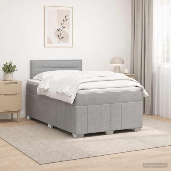 Boxspringbett mit Matratze Hellgrau 120 x 190 cm Stoff