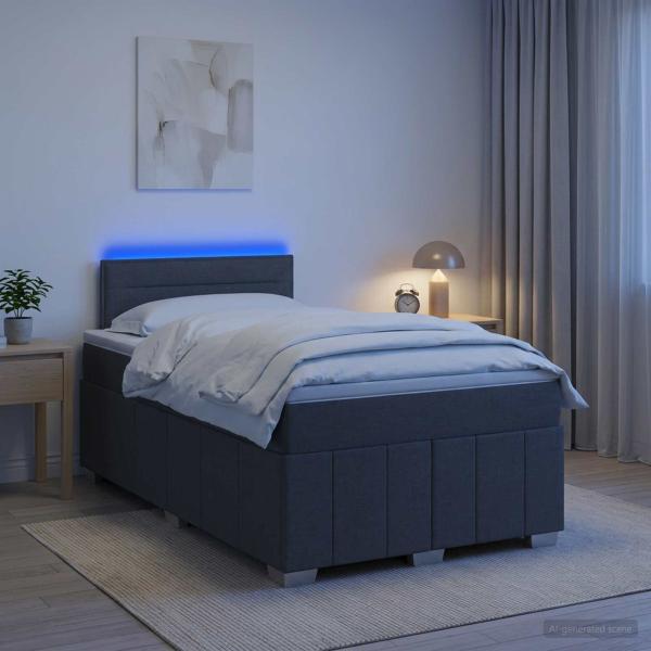 Boxspringbett mit Matratze Dunkelgrau 120 x 190 cm Stoff