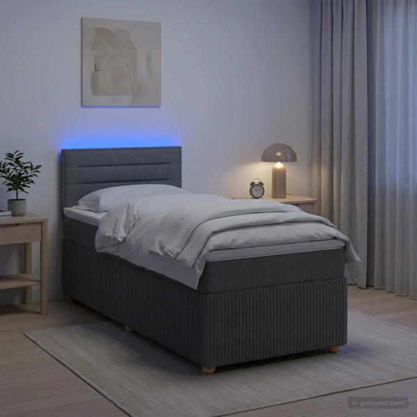 ARDEBO.de - Boxspringbett mit Matratze Dunkelgrau 90 x 190 cm Stoff