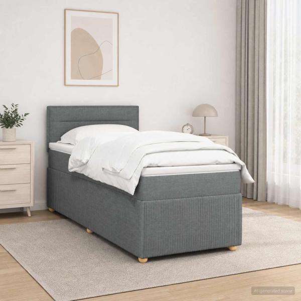 Boxspringbett mit Matratze Dunkelgrau 90 x 190 cm Stoff