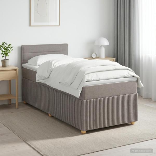 Boxspringbett mit Matratze mit Kopfteil Taupe 90 x 200 cm Stoff
