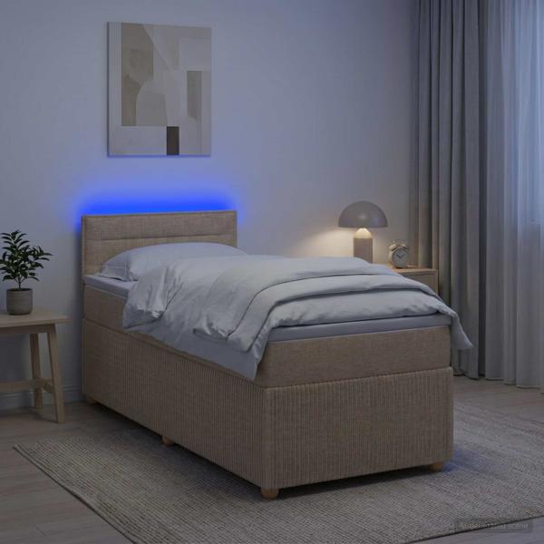 ARDEBO.de - Boxspringbett mit Matratze mit Kopfteil Creme 90 x 200 cm Stoff