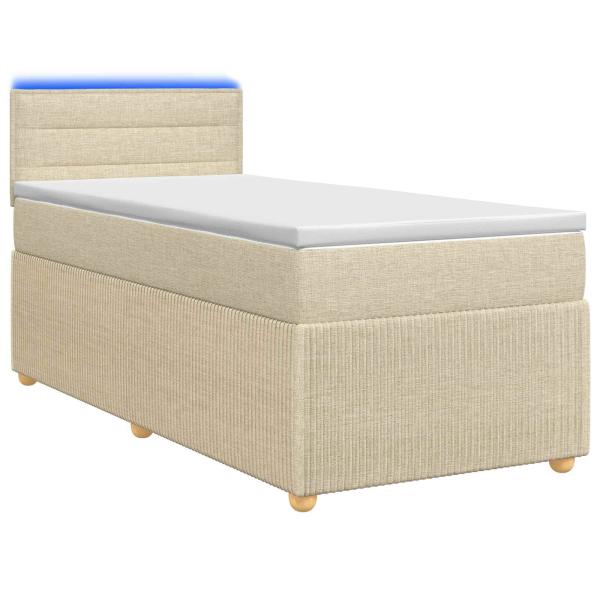 Boxspringbett mit Matratze mit Kopfteil Creme 90 x 200 cm Stoff